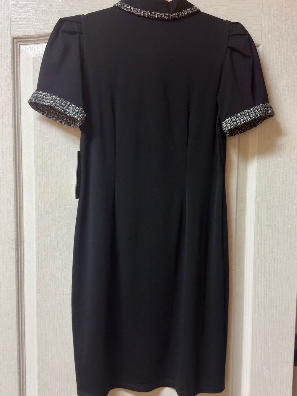Karl Lagerfeld Black Midi Polo Dress with Tweed Trim and Gold Buttons - Picture 6 of 7